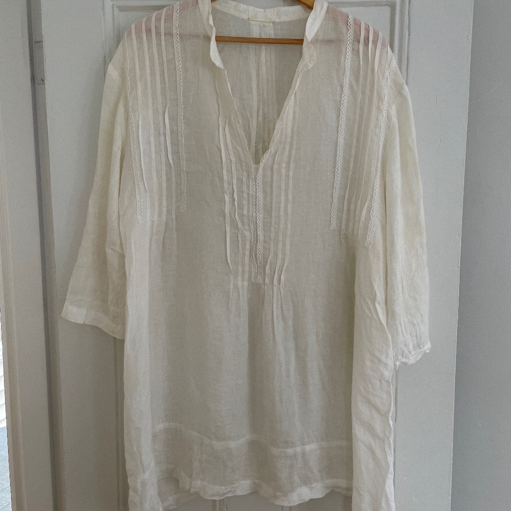 CP Shades White Linen Tunic Size Large